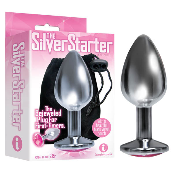 The Silver Starter - Silver 7.1cm Butt Plug with Round Jewel - Various Colours - Such a Samantha - online sex toys